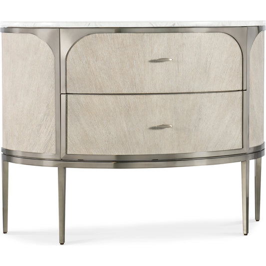 Modern Mood Two Drawer Nightstand by Hooker Furniture. Made from oak veneers, metal, marble in a modern style.