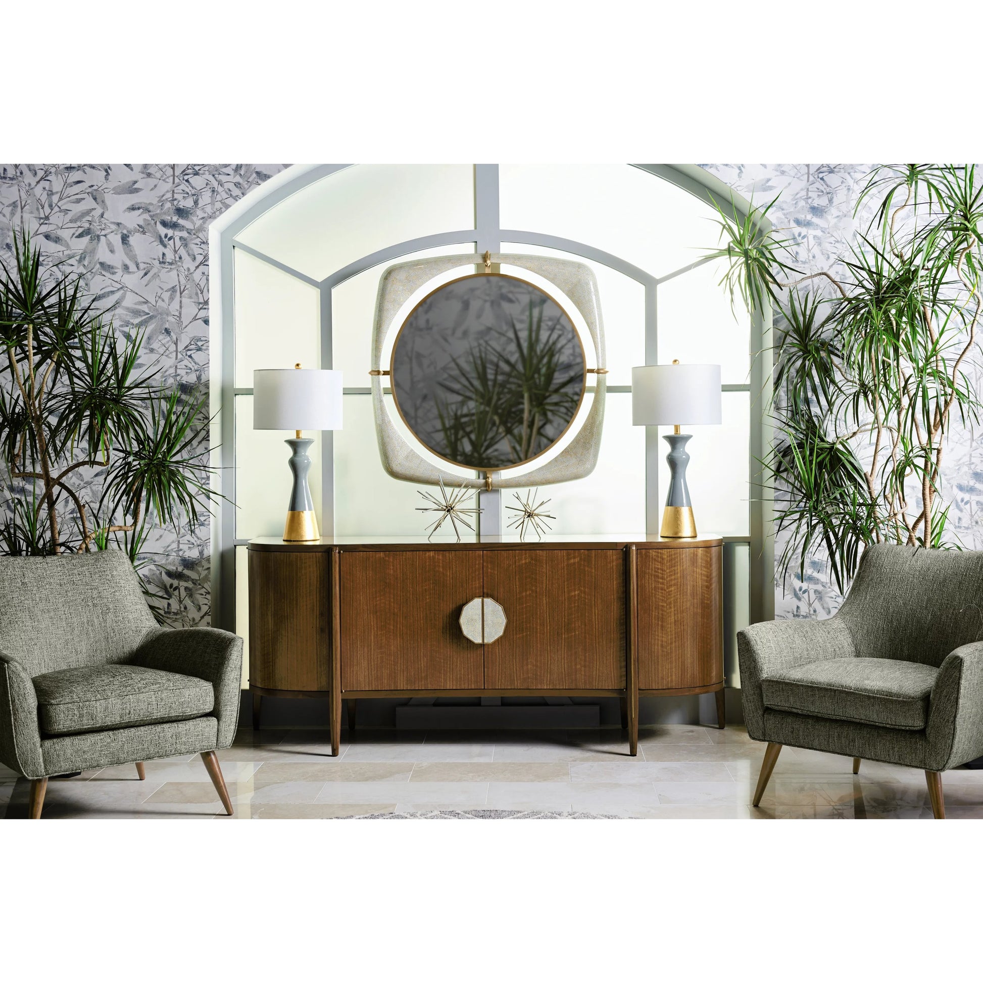 Toulouse Sideboard by Jonathan Charles in walnut. Made from walnut quarter figured veneer in a modern style.