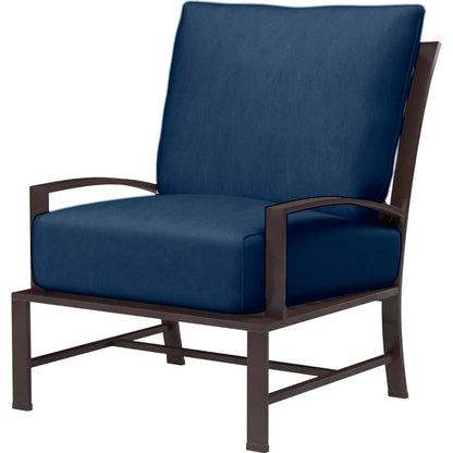 La Jolla Outdoor Club Chair by Sunset West in browns. Made from aluminum in a modern style.