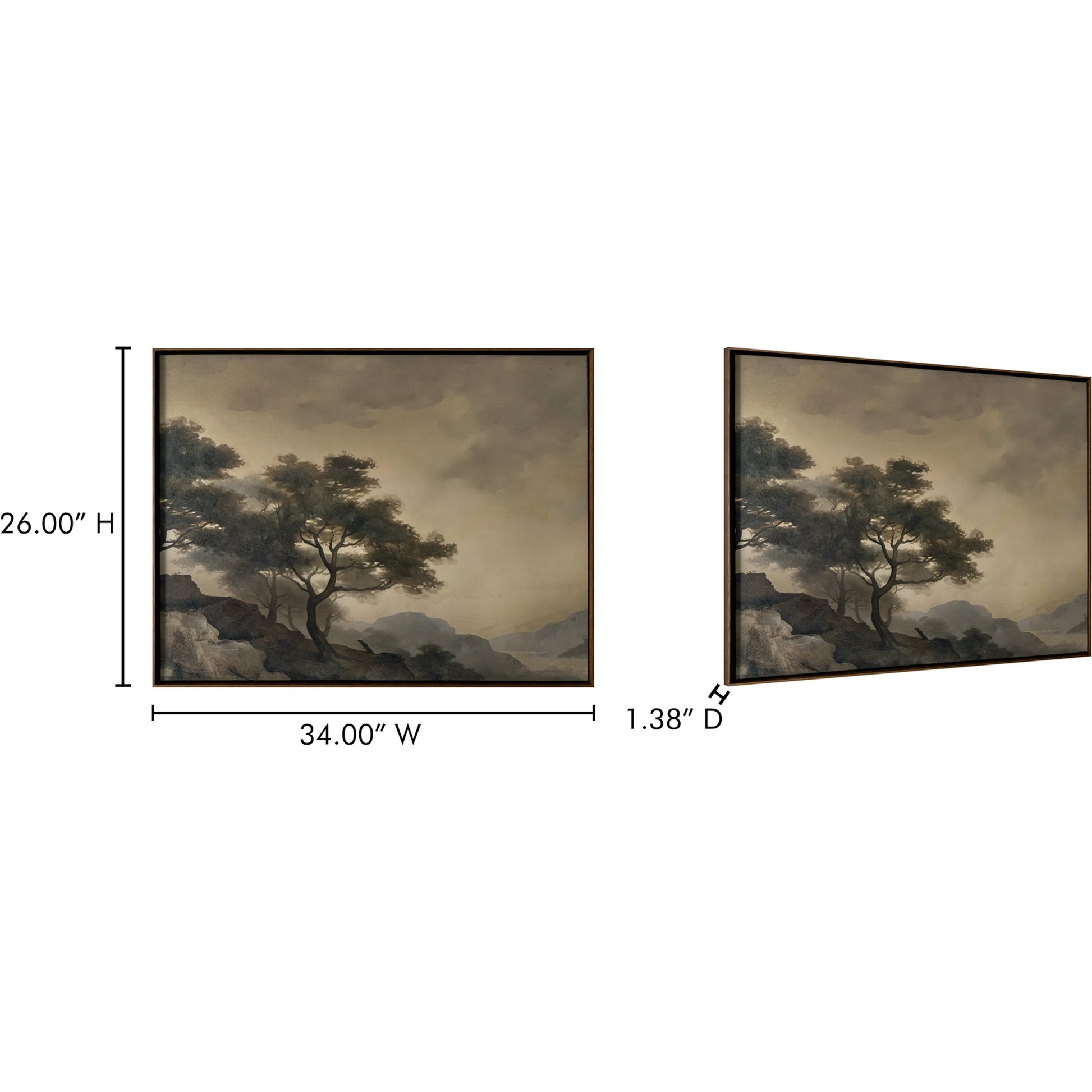 Reverie Framed Painting by Moe's Home Collection in multicolor. Made from acrylic paint on canvas, polyester canvas, solid wood frame, fir wooden stretcher in a traditional style.