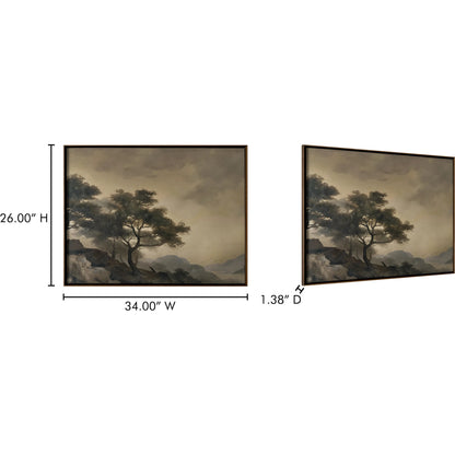 Reverie Framed Painting by Moe's Home Collection in multicolor. Made from acrylic paint on canvas, polyester canvas, solid wood frame, fir wooden stretcher in a traditional style.