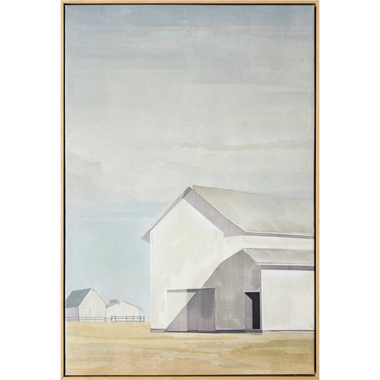 Gable Framed Painting by Moe's Home Collection in multicolor. Made from acrylic paint on canvas, polyester canvas, solid wood frame, fir wooden stretcher in a unique style.