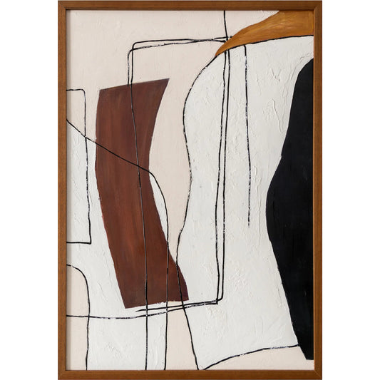 Voyager Framed Painting by Moe's Home Collection in multicolor. Made from acrylic paint on canvas, polyester canvas, solid wood frame, fir wooden stretcher in a unique style.