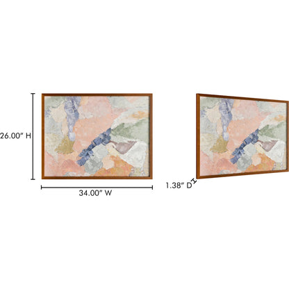 Esti Framed Painting by Moe's Home Collection in multicolor. Made from acrylic paint on canvas, polyester canvas, solid wood frame, fir wooden stretcher in a eclectic & global style.
