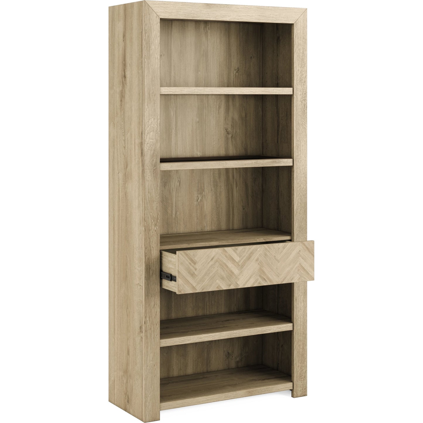 003 SI-2155781 | Additional Silo | Garrison Bookcase by A.R.T. Furniture in washed oak. Made from parawood solids with ash embossing, white oak veneers, glass in a modern style.