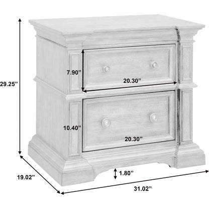 Woodbury Two-Drawer Nightstand by Pulaski Furniture in cowboy boots brown. Made from rubberwood in a traditional style.