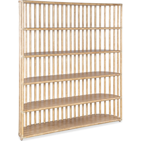 Retreat Slatted Bookcase by Hooker Furniture. Made from oak veneers, rope in a cottage & farmhouse style.