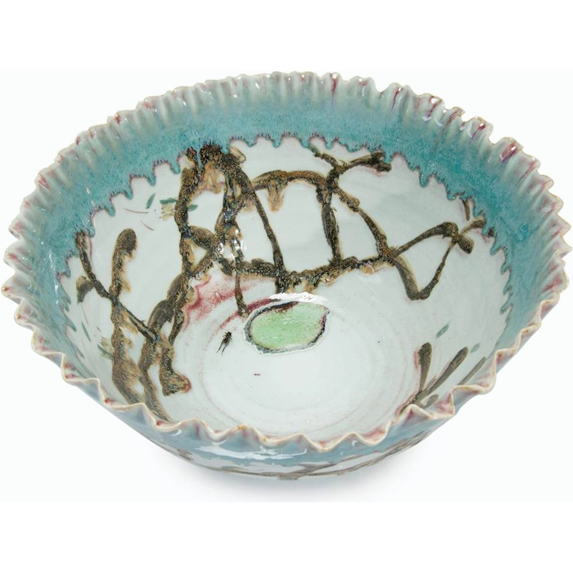 Profusion of Branches Bowl by John-Richard in blue, brown. Made from unique in a coastal style.