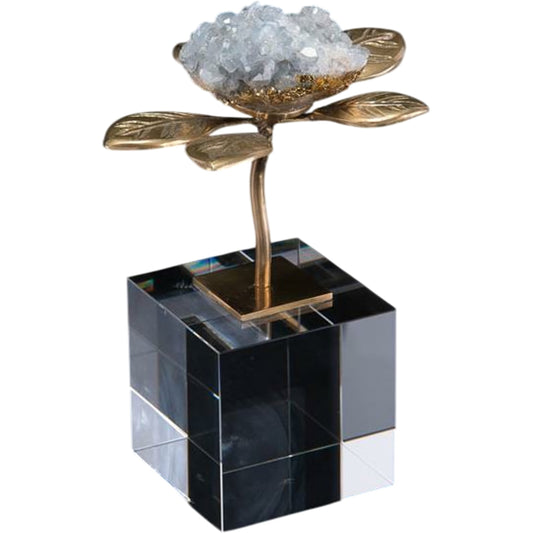 Single Celestite Bloom by John-Richard in brass, clear. Made from brass, crystal in a unique style.