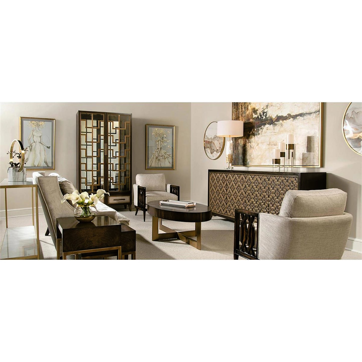 007 SR-771709 | Lifestyle | Crystal and Antique Brass Candleholders by John-Richard in brass and gold, clear. Made from brass, crystal in a eclectic & global style.