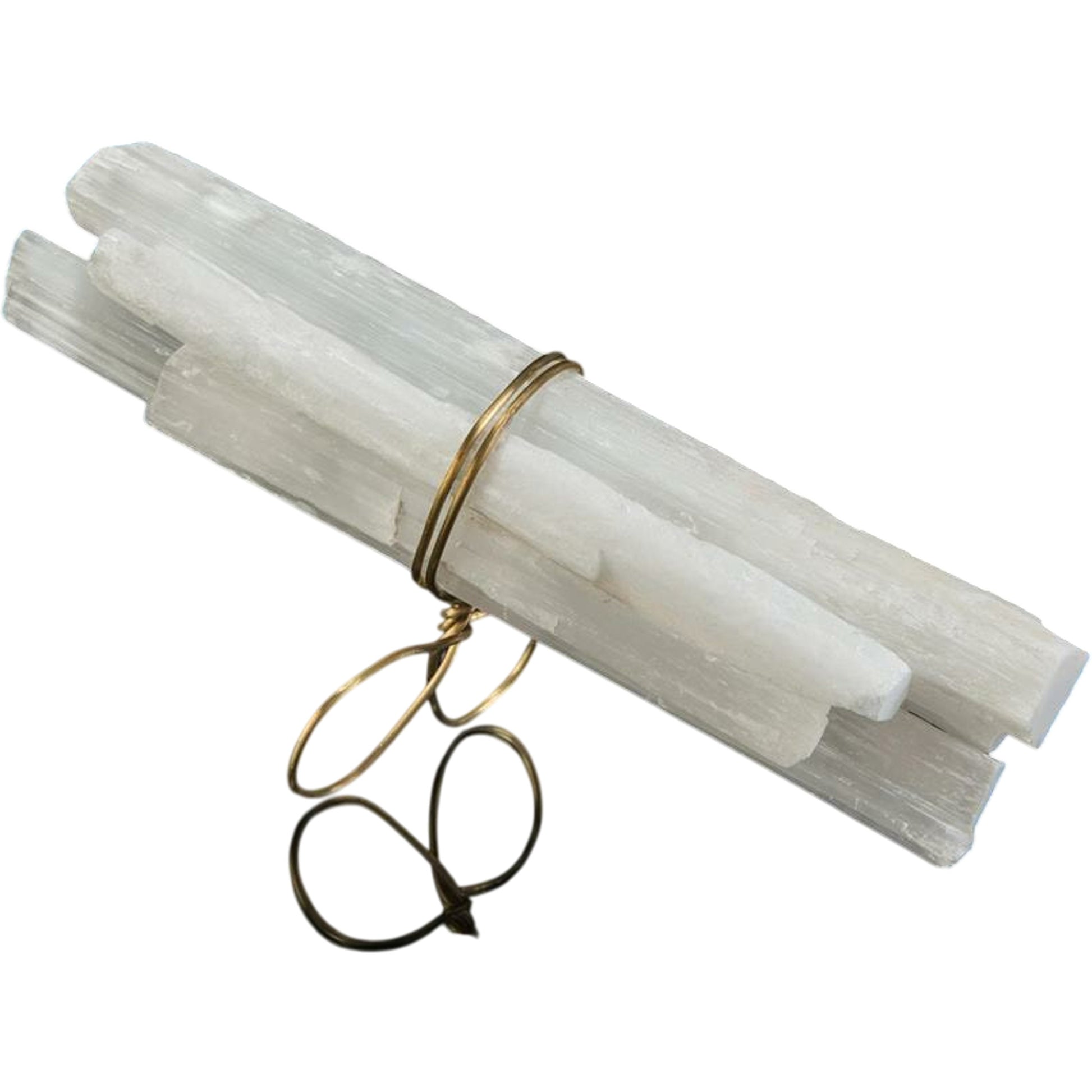Selenite Bundled by John-Richard in brass. Made from brass in a rustic style.