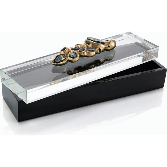 Encased Agate Box by John-Richard in black. Made from crystal in a modern style.