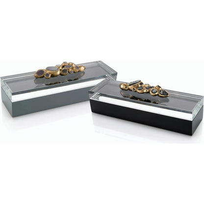 Encased Agate Box by John-Richard in black. Made from crystal in a modern style.