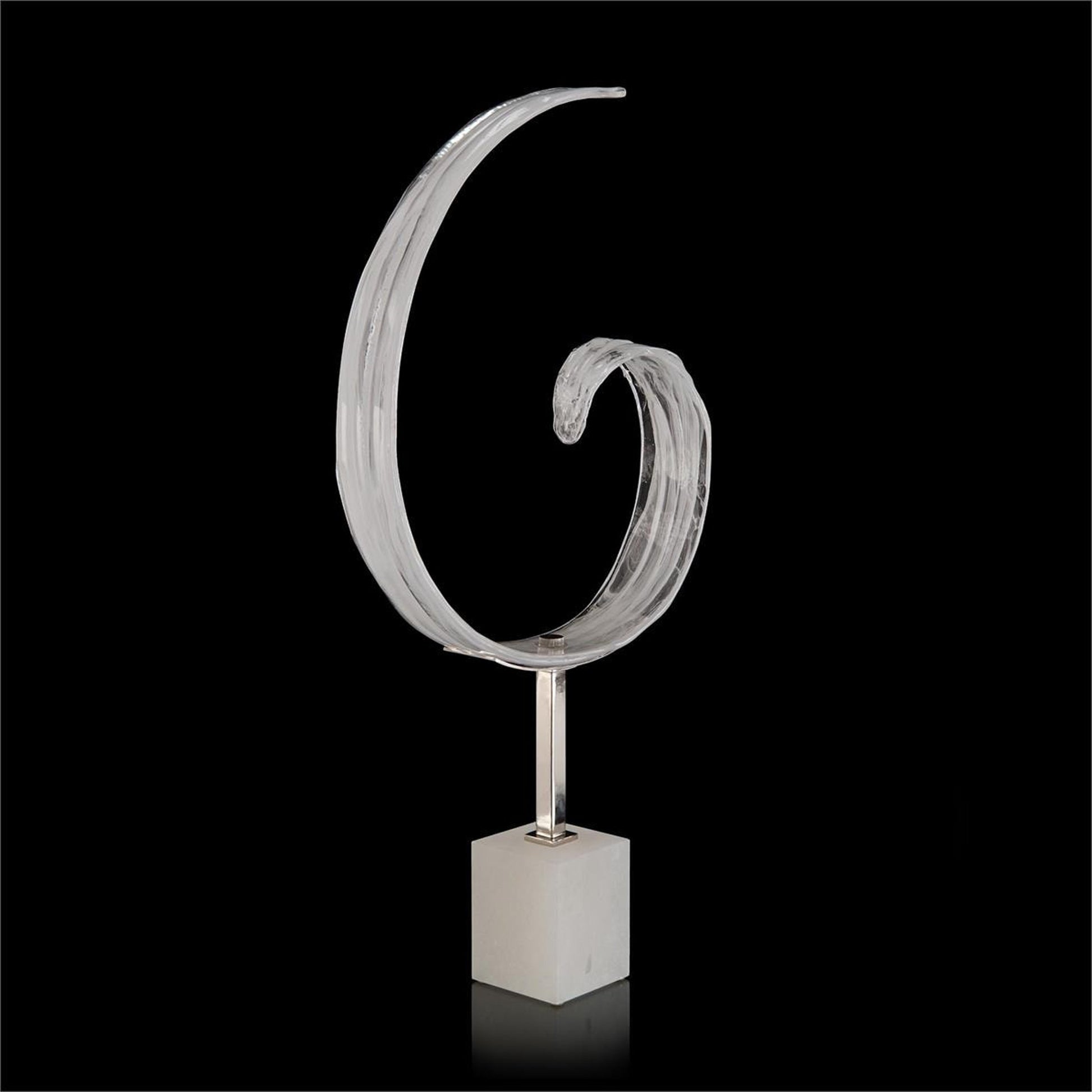 Clear and White Glass Curl II by John-Richard in alabaster, clear, white. Made from glass in a modern style.