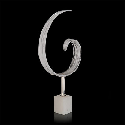 Clear and White Glass Curl II by John-Richard in alabaster, clear, white. Made from glass in a modern style.