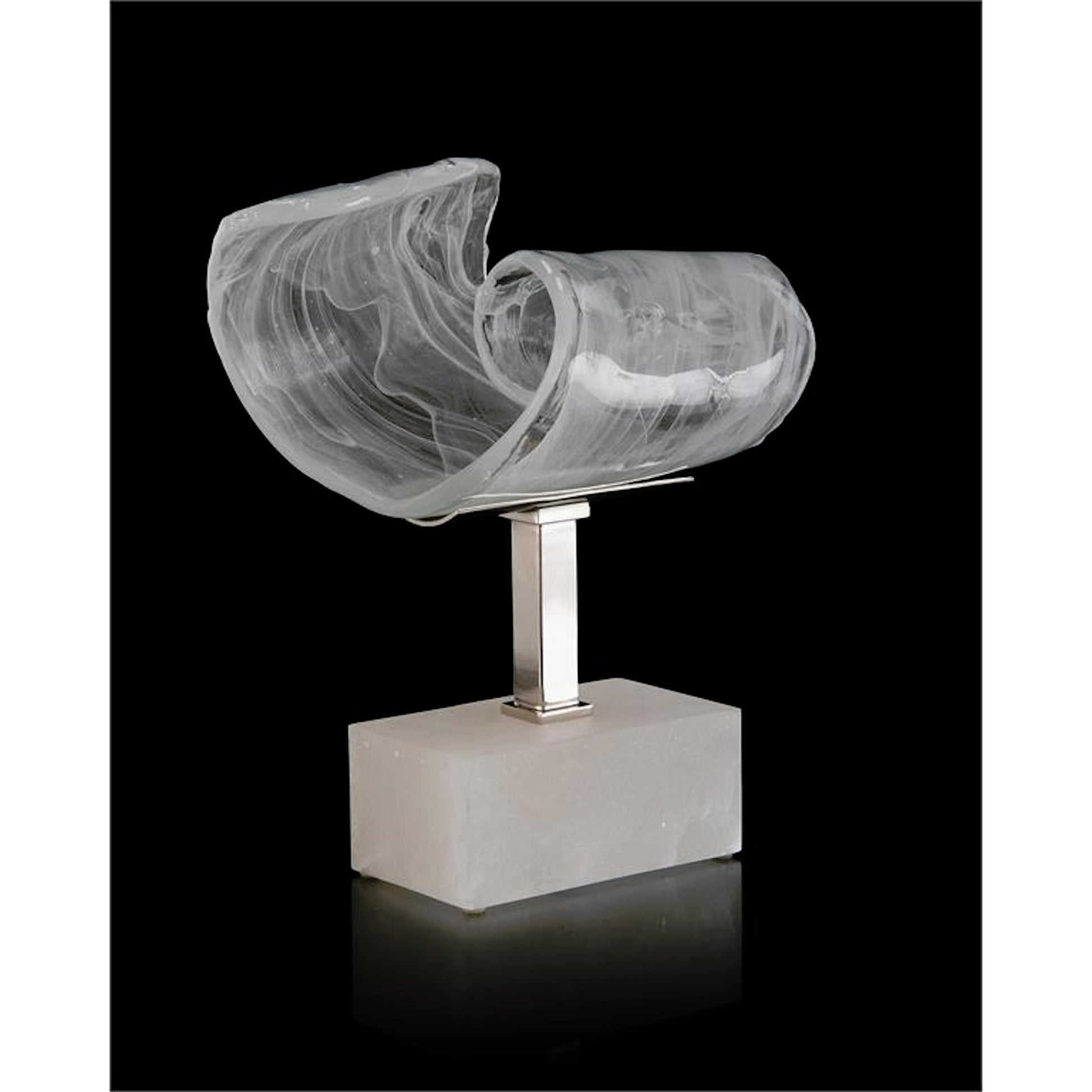 Clear and White Horizontal Glass Curl by John-Richard in alabaster, clear, nickel, white. Made from glass, nickel in a modern style.