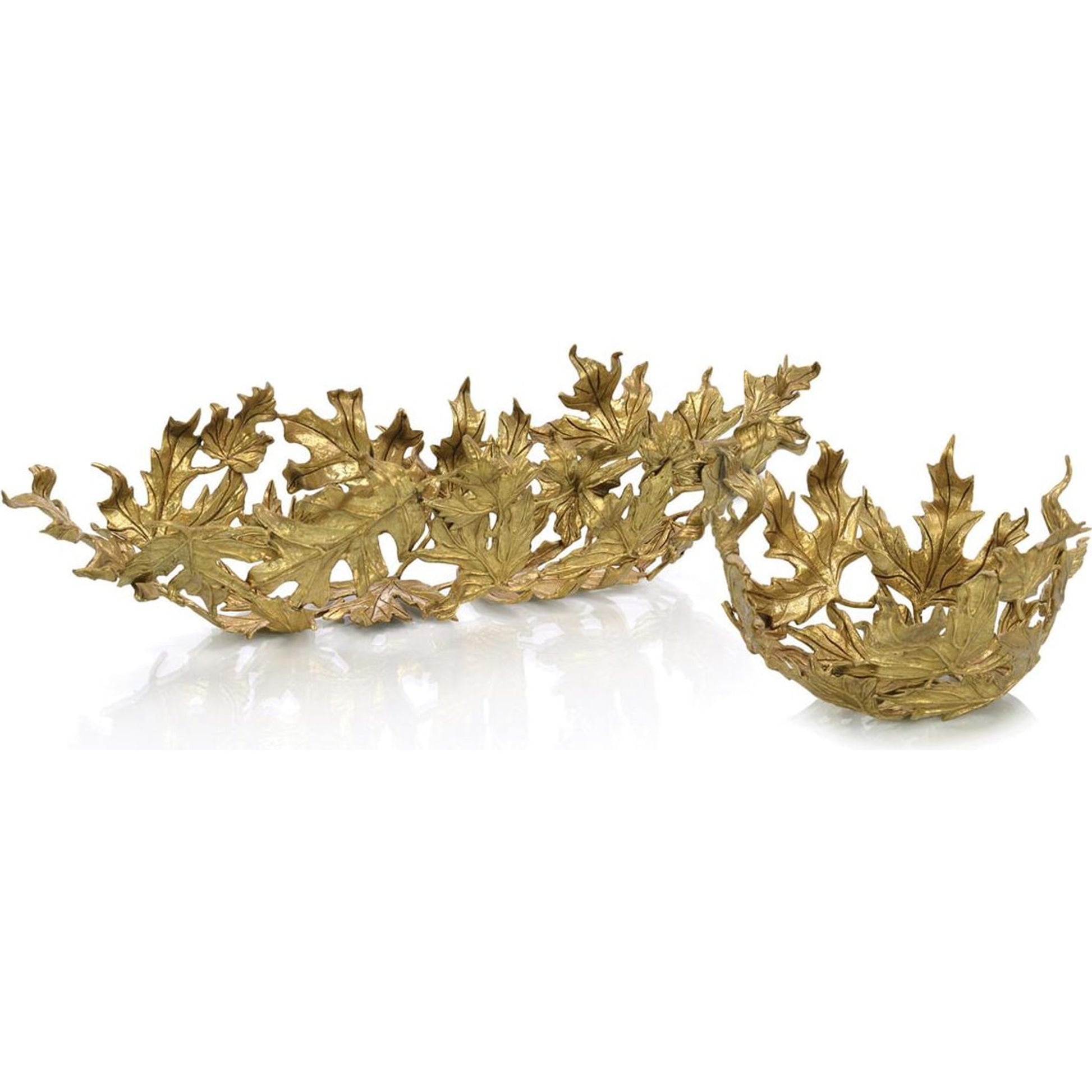Falling Leaves Petite Bowl by John-Richard in brass. Made from brass in a rustic style.