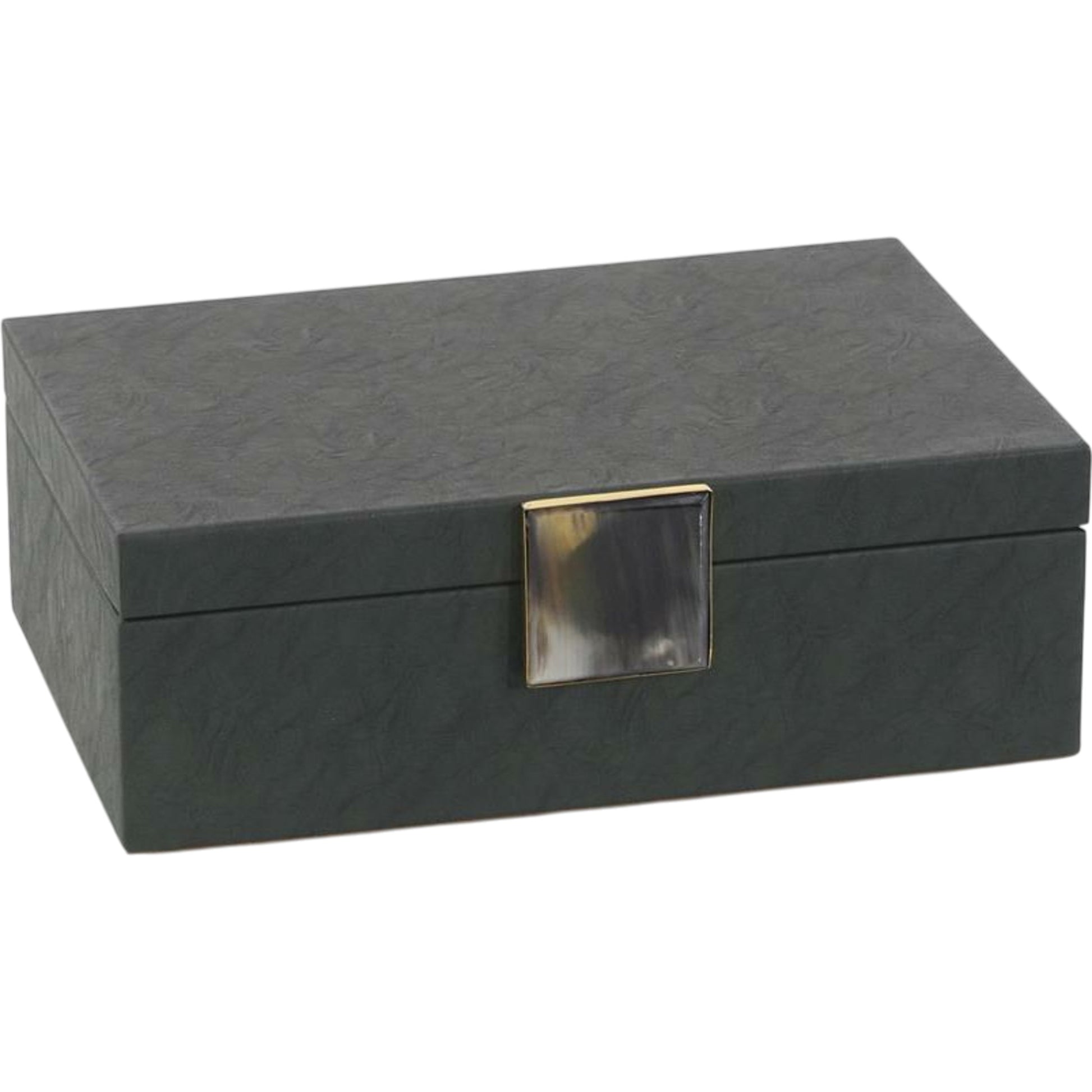 Verdure Leather Box by John-Richard in brass. Made from brass, leather in a transitional style.
