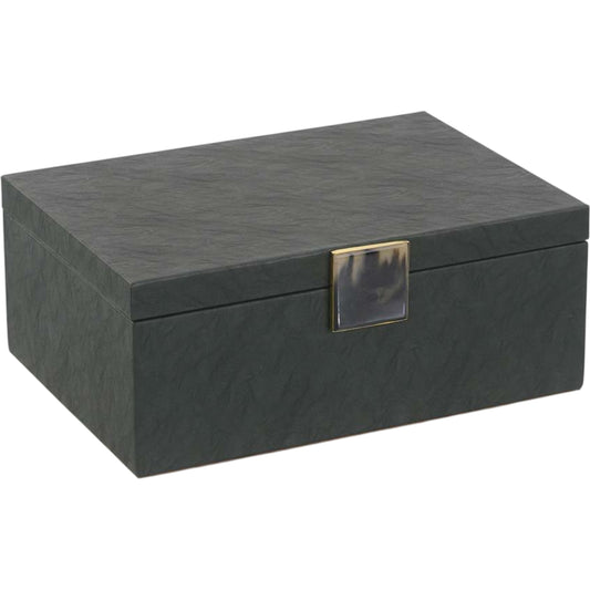 Verdure Leather Box by John-Richard in brass. Made from brass, leather in a transitional style.