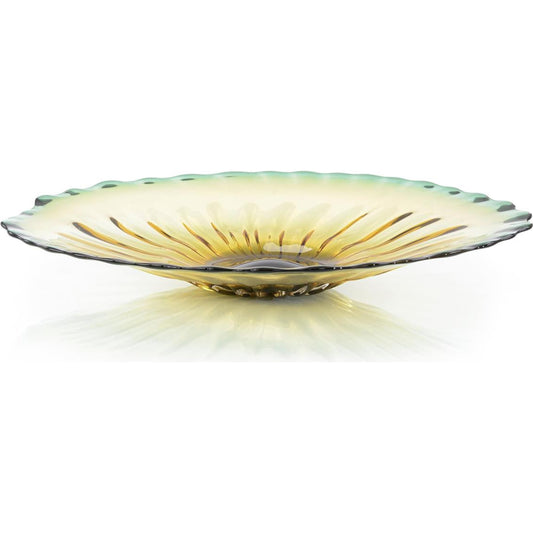 Eye of the Tiger Handblown Glass Bowl by John-Richard in tiger's eye. Made from glass in a transitional style.