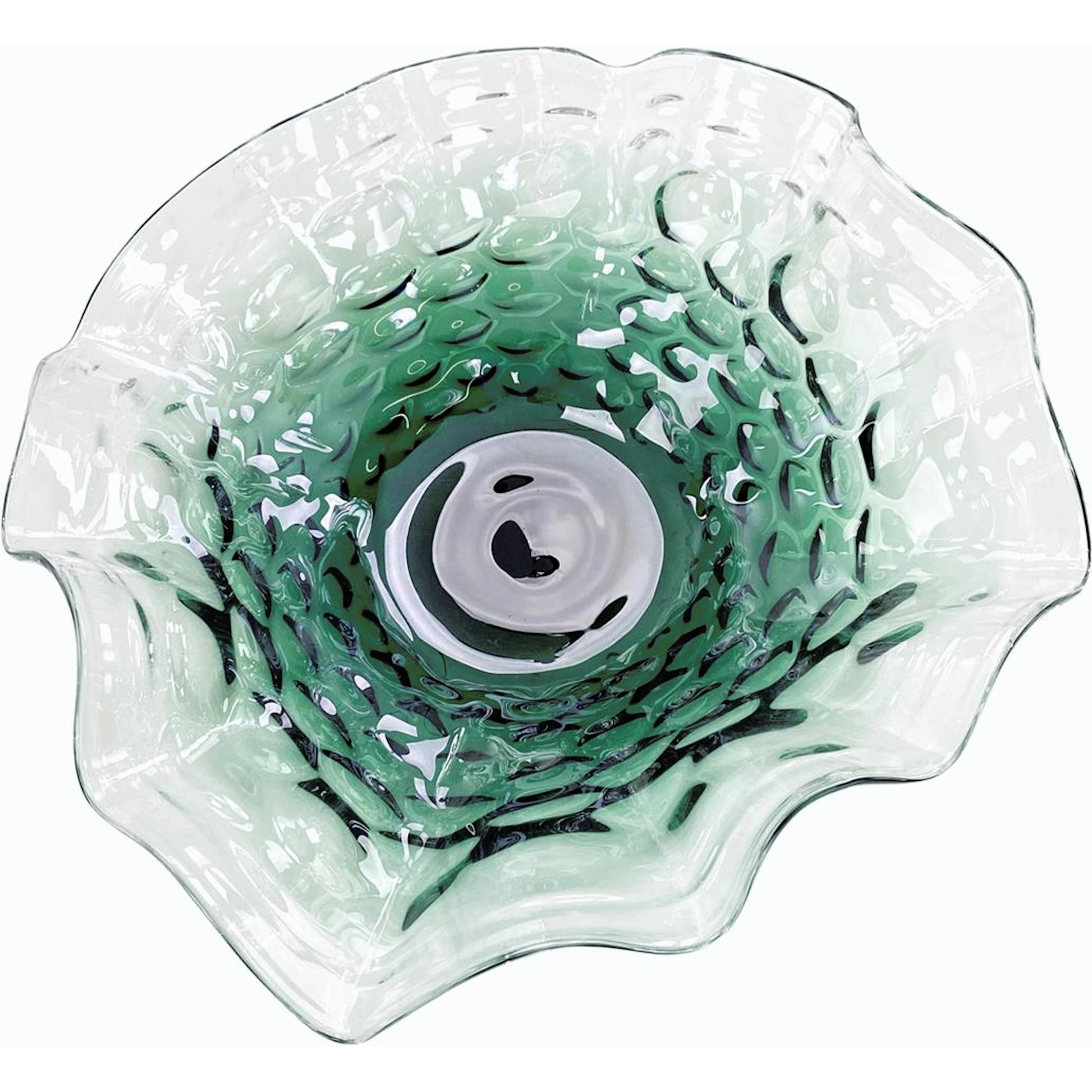 Emerald Green Handblown Glass Bowl by John-Richard in green. Made from glass in a transitional style.