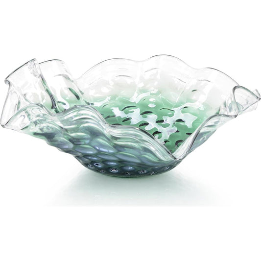 Emerald Green Handblown Glass Bowl by John-Richard in green. Made from glass in a transitional style.