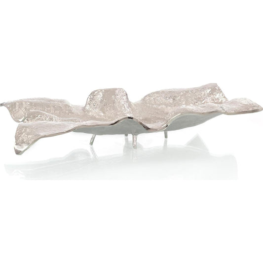 Draped Fabric Rectangular Bowl by John-Richard in nickel. Made from unique in a transitional style.