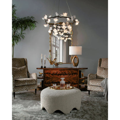 Fleur Stone Tray by John-Richard in natural and polished brass. Made from stone in a transitional style.