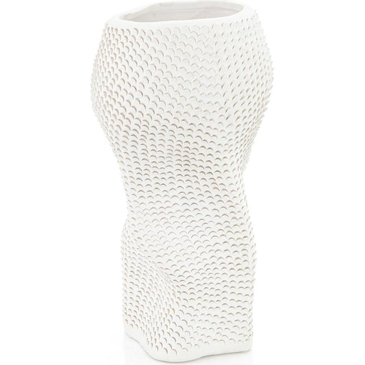 Gardenia Porcelain Vase I by John-Richard in white. Made from unique in a coastal style.