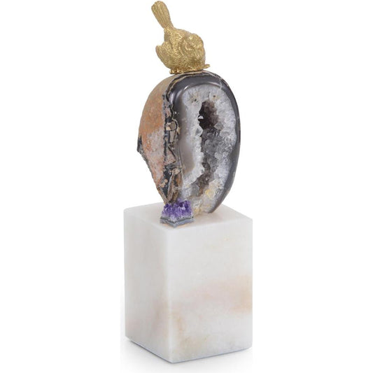 Brass Bird and Geode Sculpture II by John-Richard in brass. Made from brass in a transitional style.