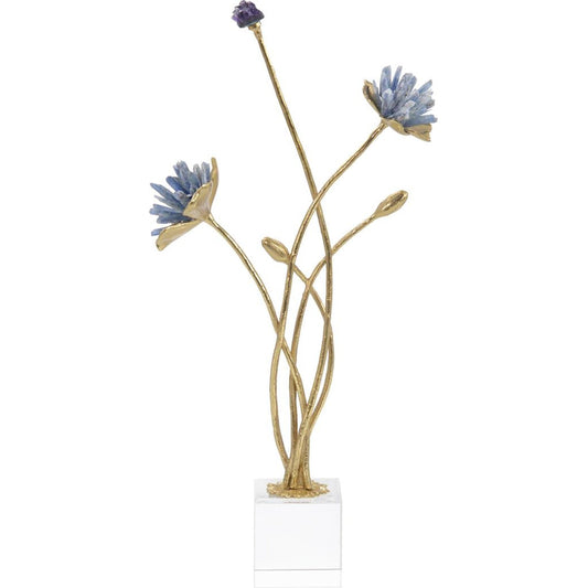 Cyanite Floral Sculpture by John-Richard in brass. Made from unique in a transitional style.