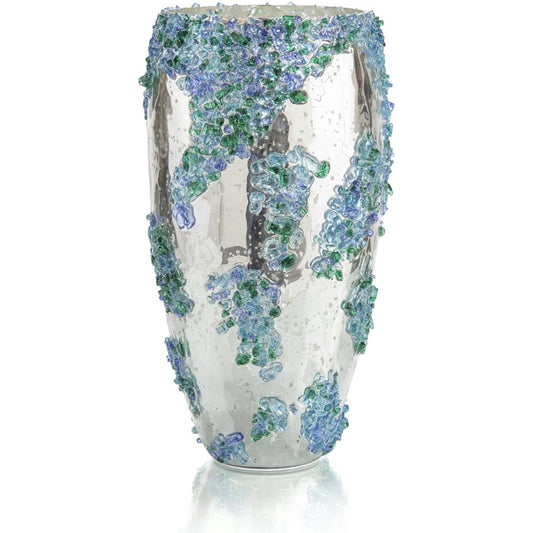 Sea Glass Mirror Vase I by John-Richard in blue, green. Made from glass in a coastal style.