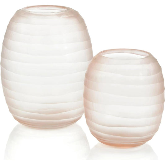 Translucent Pink Glass Vases (Set of 2) by John-Richard in pink. Made from unique in a modern style.