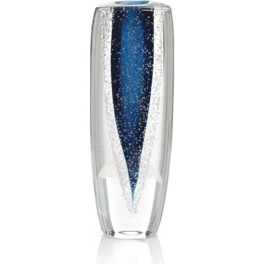 Sapphire Handblown Glass Vase II by John-Richard in blue. Made from unique in a unique style.
