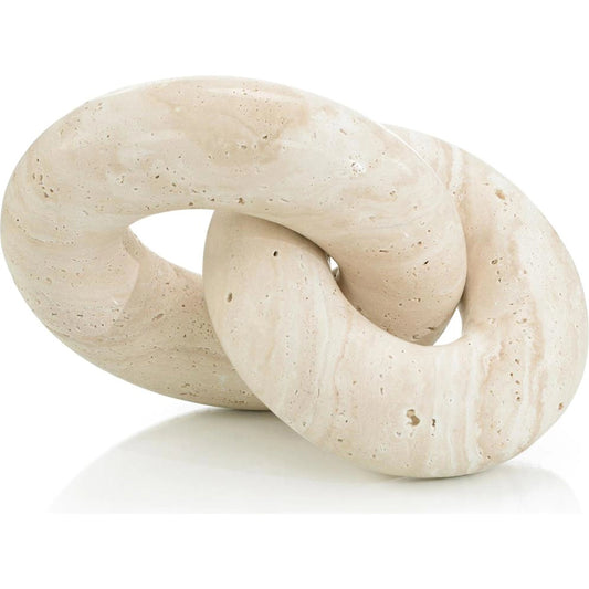Natural Stone Link Sculpture II by John-Richard in natural travertine. Made from unique in a modern style.