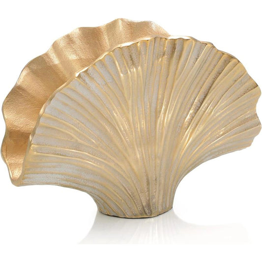 Gold Ginkgo Leaf Vase II by John-Richard in gold. Made from unique in a coastal style.