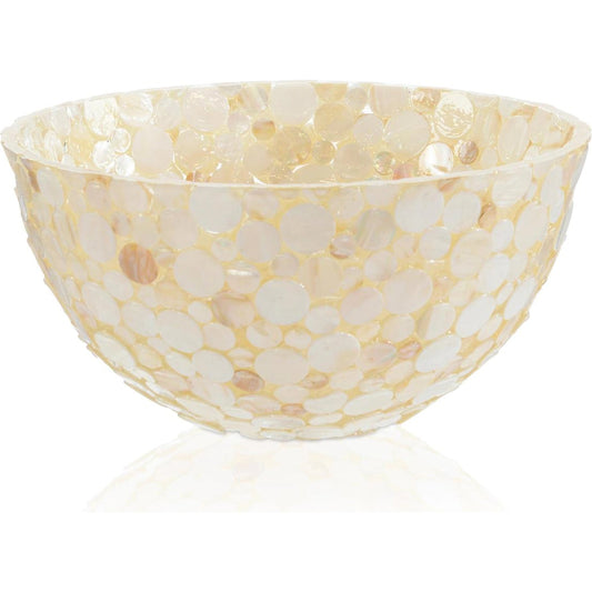 Resin & Capiz Shell Bowl by John-Richard in ivory. Made from unique in a modern style.