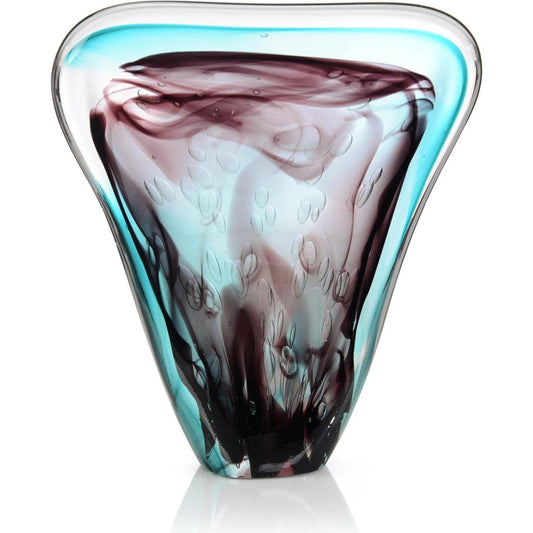 Eggplant Handblown Glass Sculpture II by John-Richard in purple, turquoise. Made from unique in a unique style.