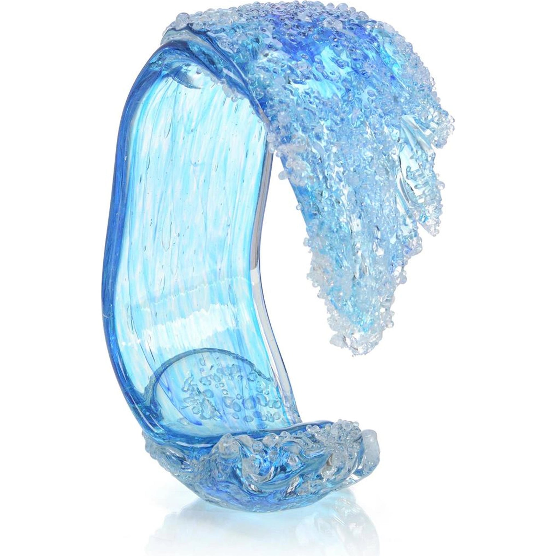Ocean Waves Handblown Glass Sculpture I by John-Richard in blue. Made from unique in a unique style.
