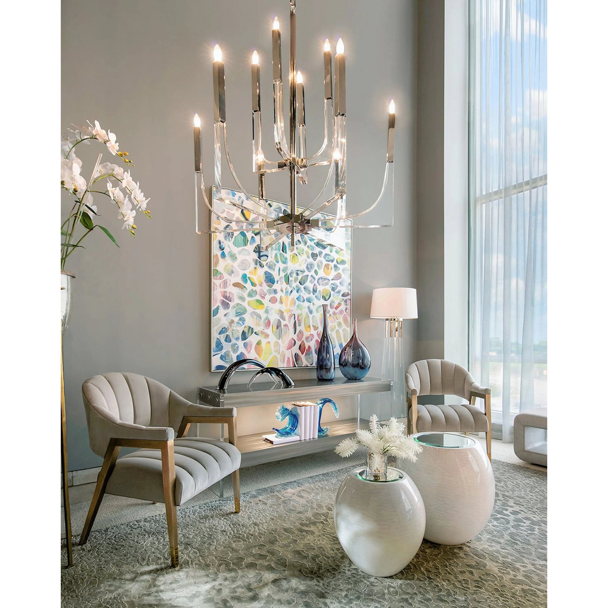 Ocean Waves Handblown Glass Sculpture II by John-Richard in blue. Made from unique in a eclectic & global style.