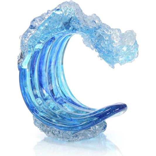 Ocean Waves Handblown Glass Sculpture II by John-Richard in blue. Made from unique in a unique style.