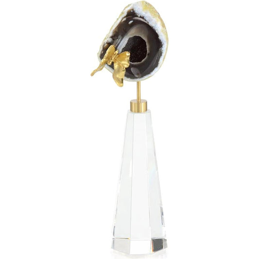 001 SI-1989222 | Additional Silo | Brass Flower Geode Sculpture II by John-Richard in blue, brass. Made from unique in a unique style.