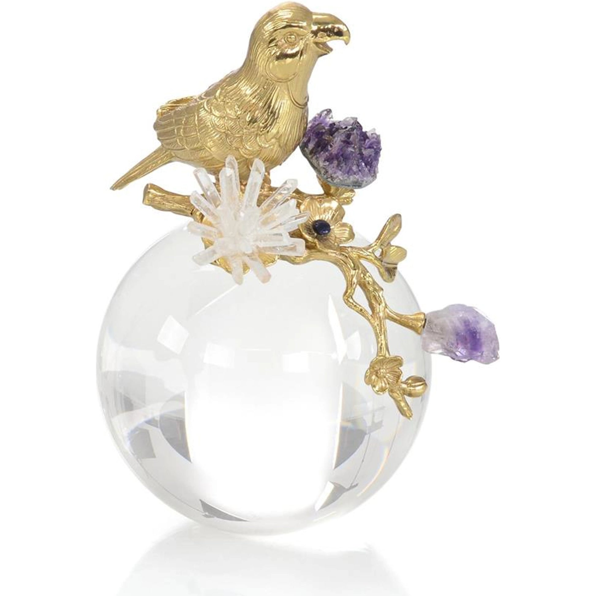 Brass Parrot Sculpture II by John-Richard in amethyst, brass. Made from unique in a modern style.