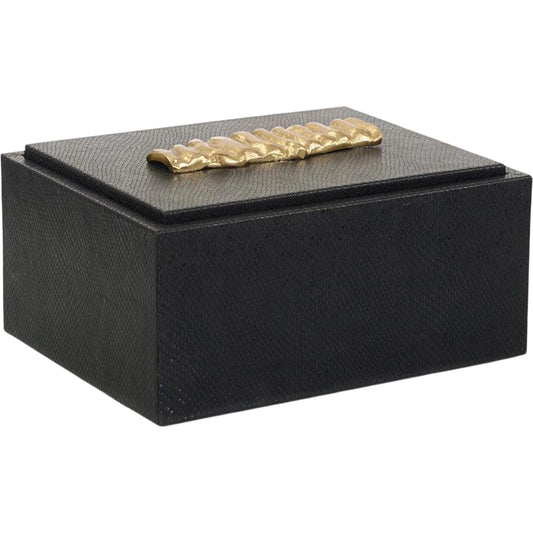 Trapz Vegan Snakeskin Box by John-Richard in black. Made from unique in a unique style.