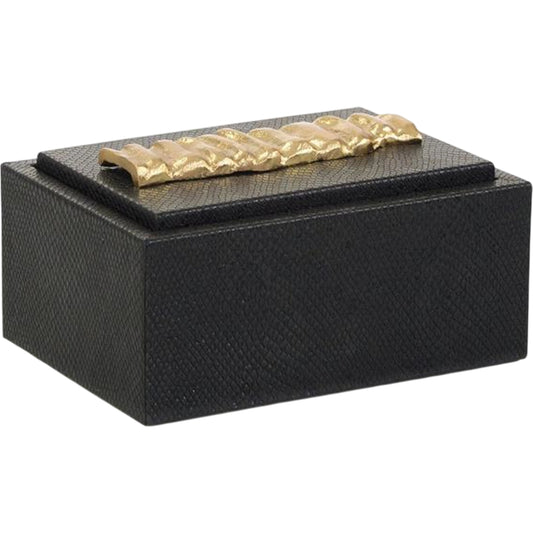 Trapz Vegan Snakeskin Box by John-Richard in black. Made from unique in a unique style.