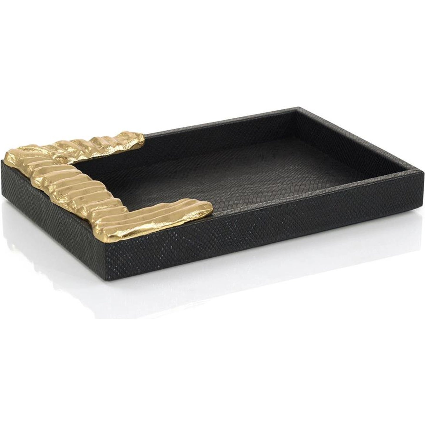 001 SI-1989236 | Primary Silo | Trapz Vegan Snakeskin Tray by John-Richard in black. Made from unique in a modern style.