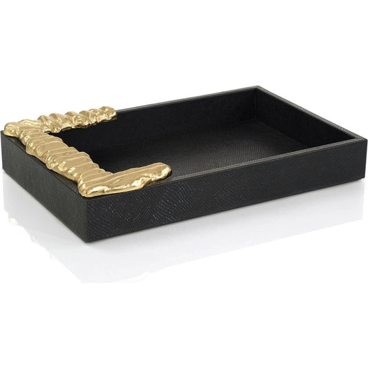 Trapz Vegan Snakeskin Tray by John-Richard in black. Made from unique in a unique style.