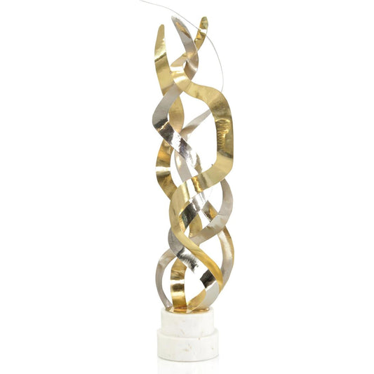 Swirling Ribbons Sculpture by John-Richard in brass, silver. Made from unique in a unique style.