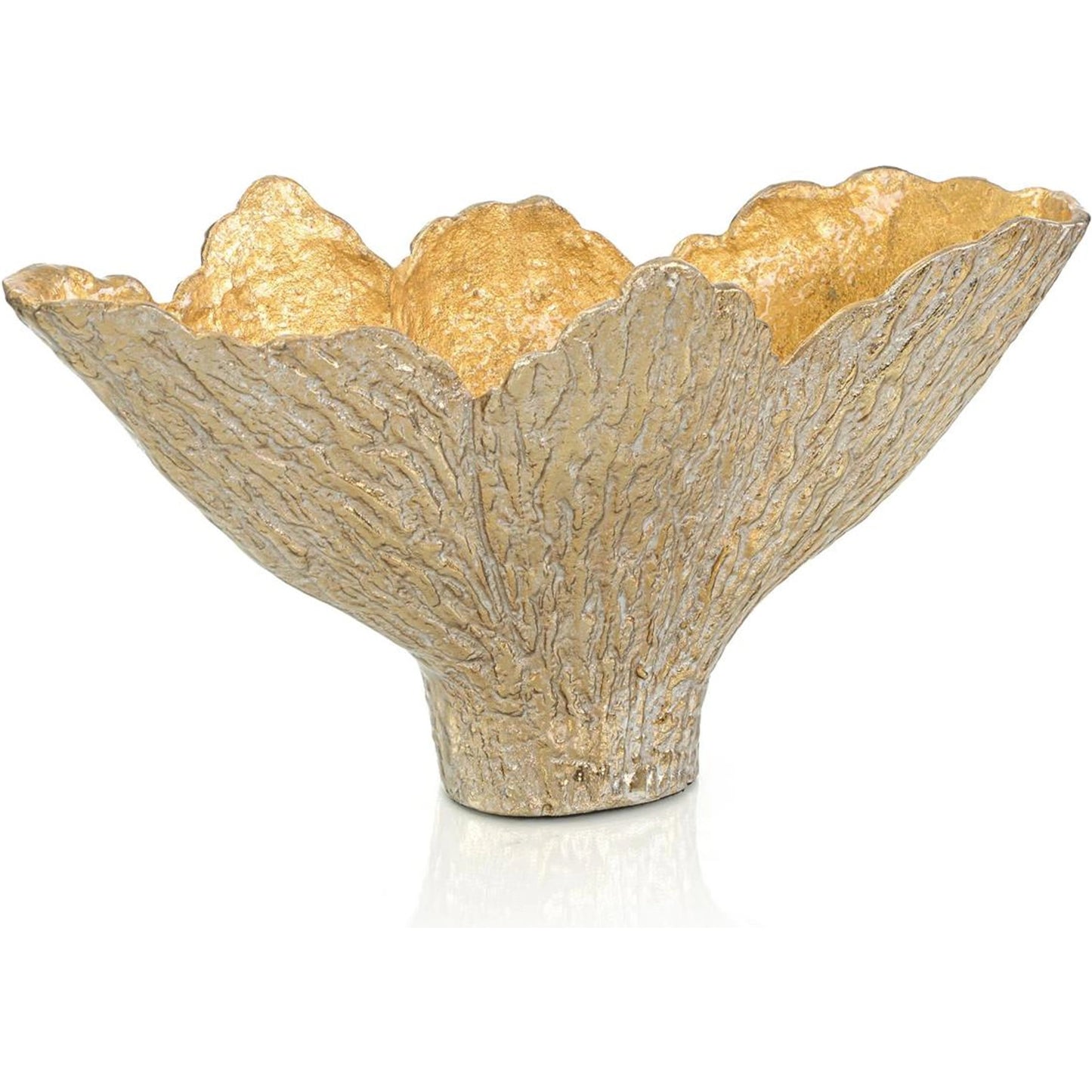 001 SI-1989292 | Primary Silo | Enameled Leaf Bowl by John-Richard in gold. Made from unique in a modern style.