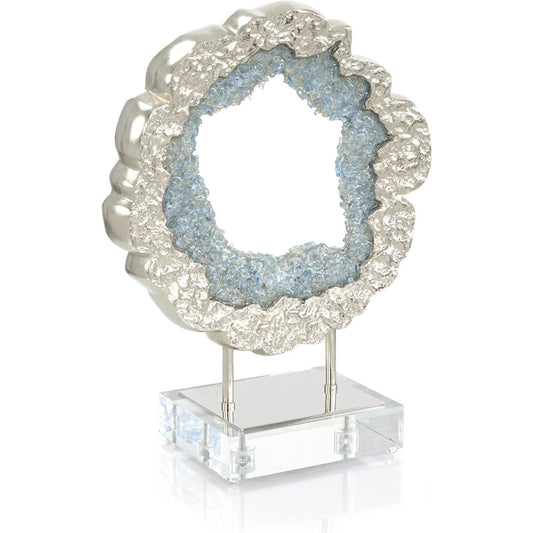 001 SI-1989305 | Additional Silo | Hammered Nickel & Sea Blue Geode Sculpture by John-Richard in sea blue and nickel. Made from unique in a unique style.